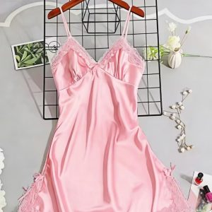 Bata de Satín con encaje y aberturas a los lados-Talla S-M