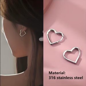Aretes Plateados Corazon