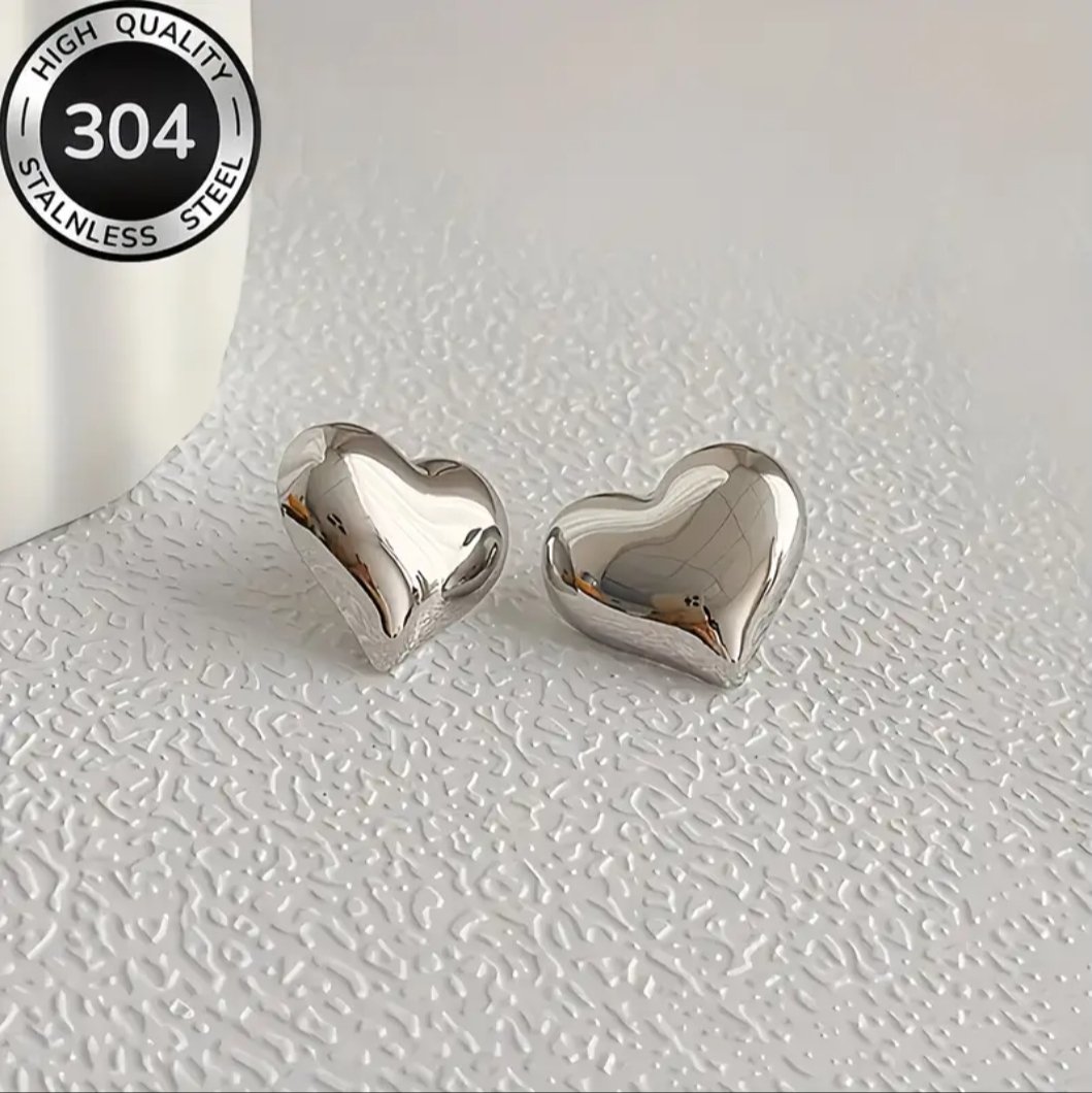 Aretes Corazon Plateado