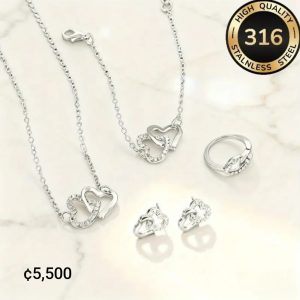 Juego de joyería en acero inoxidable 316 con motivo de corazones