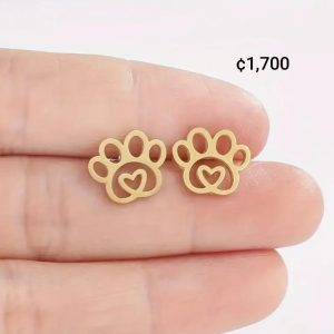Pendientes de Botón de Acero Inoxidable Hipoalergénicos con Corazón y Huella de Pata - Perfectos para Atuendo Casual o Fiestas