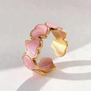 Anillo Corazones Rosados