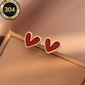 Aretes Corazón Rojo