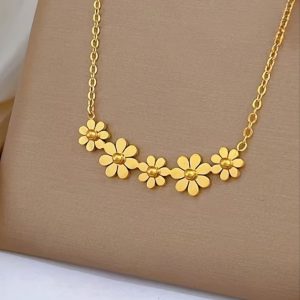 Collar Dorado de Flores